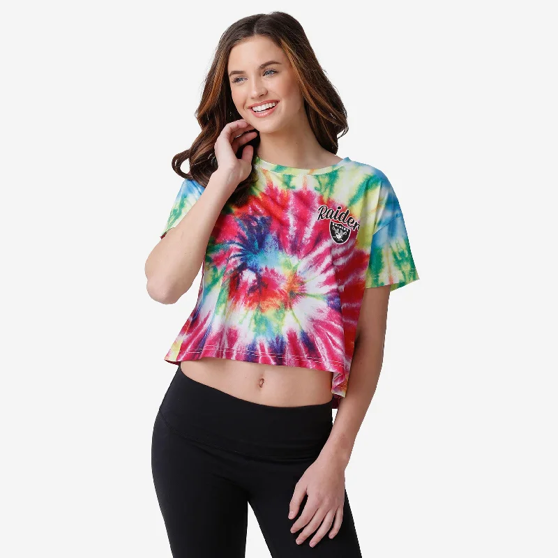 Las Vegas Raiders Womens Pastel Tie-Dye Crop Top Minimalist Women's Casual