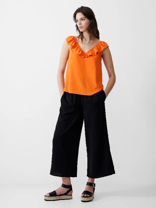 Frill Sleeveless Crepe Light Top Dynamic Women's High - energy