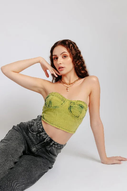 Neon Denim Bustier Top Sharp Women's Italian