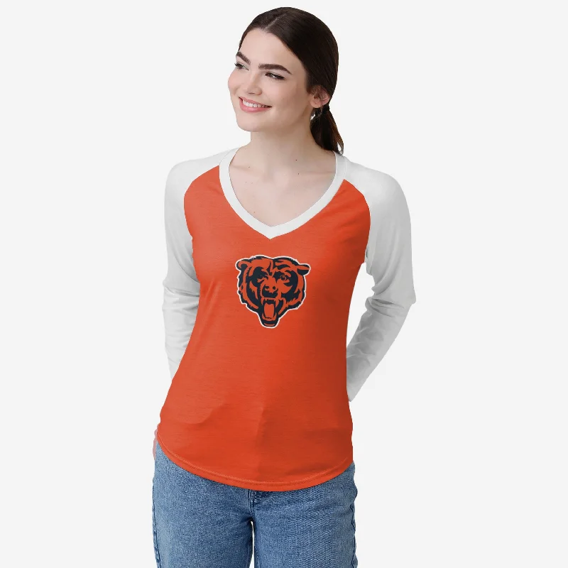 Chicago Bears Womens Big Logo Solid Raglan T-Shirt Refined Women's Velvet