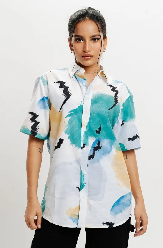 Multi Printed Shirt Sophisticated Women's Tailored