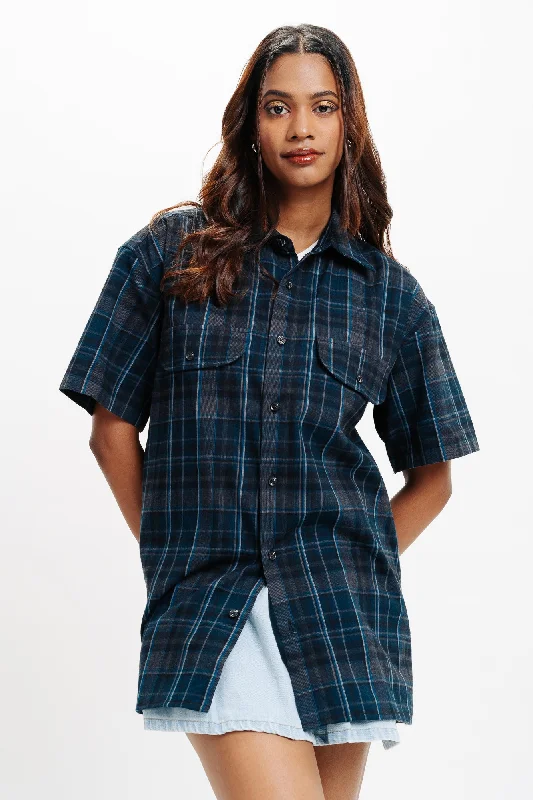 Blue Checkered Shirt Geometric