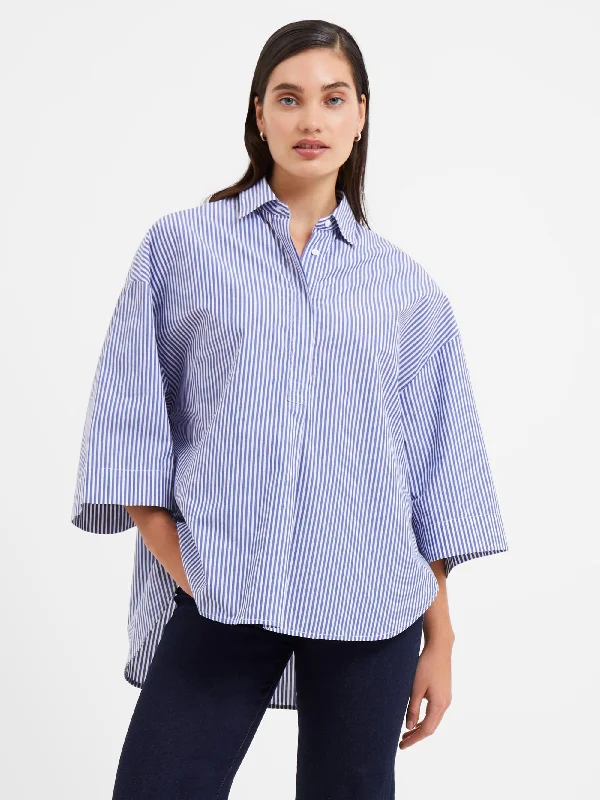 Rhodes Poplin Stripe Popover Shirt Bold Women's Animal Print
