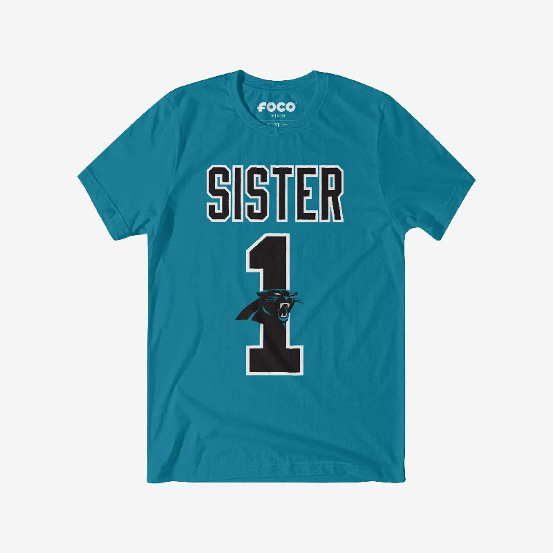 Carolina Panthers Number 1 Sister T-Shirt Artistic Women's Hand - painted