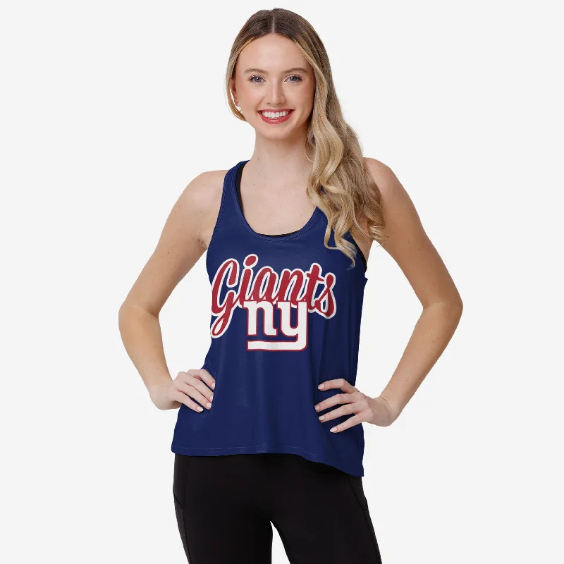 New York Giants Womens Wordmark Team Stripe Sleeveless Top Sleek Women's 