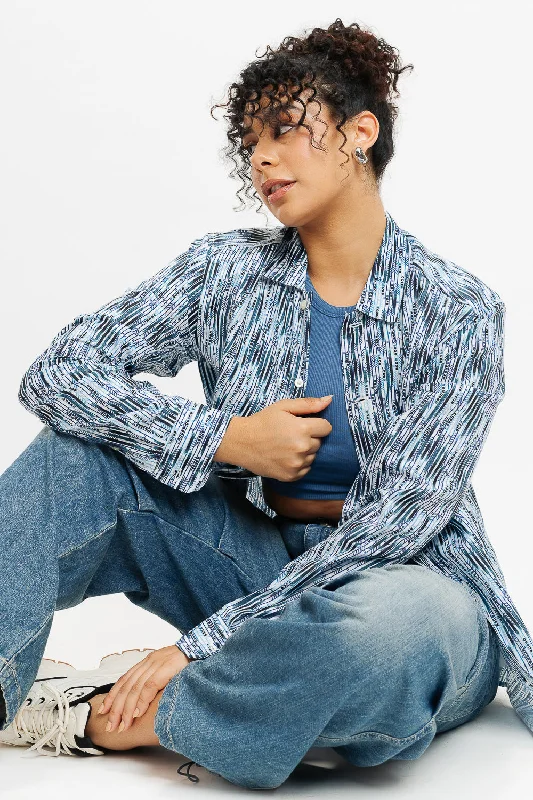 Muted Stripes Full Sleeves Women's Shirt Refined Women's Hand - crafted