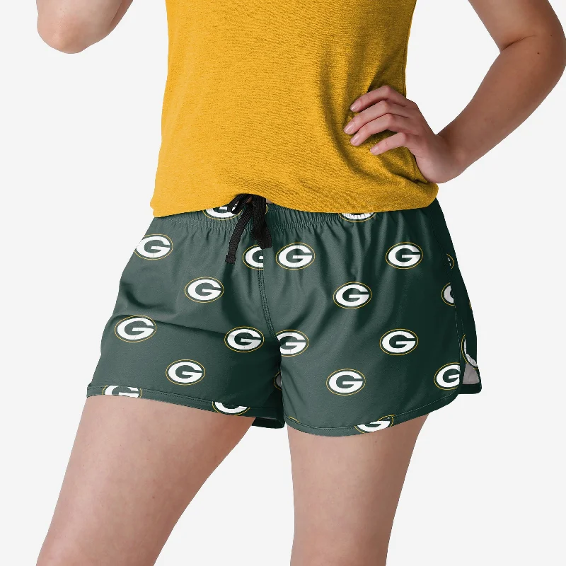 Green Bay Packers Womens Mini Print Running Shorts Relaxed Women's 