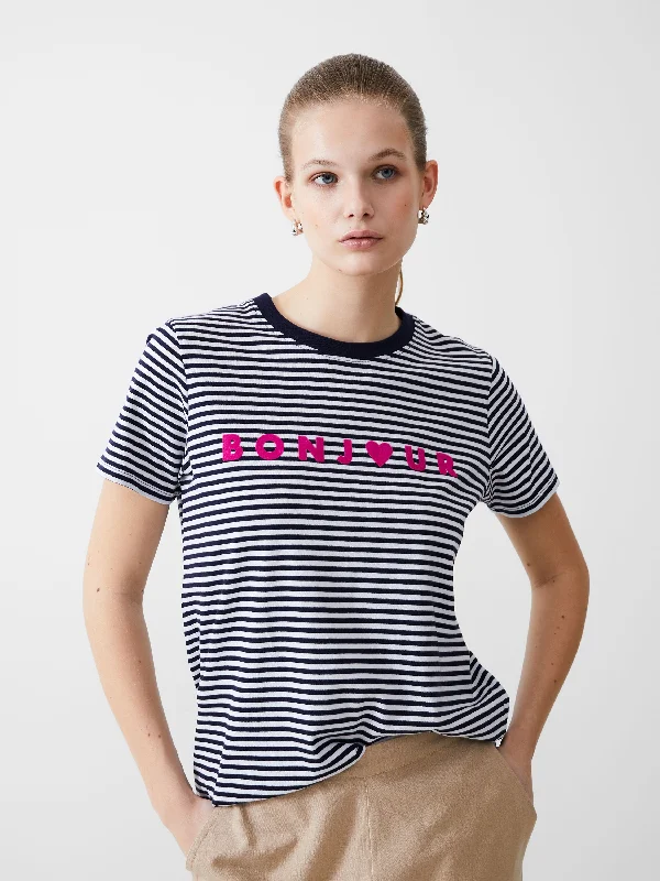 Bonjour Stripe Graphic T-Shirt Refined Women's Velvet