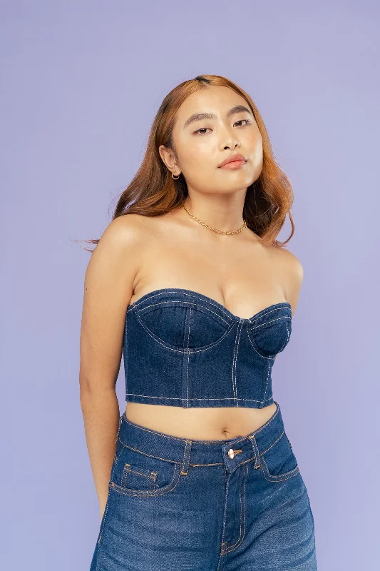 Indigo Denim Bralette Top Unique Women's Upcycled