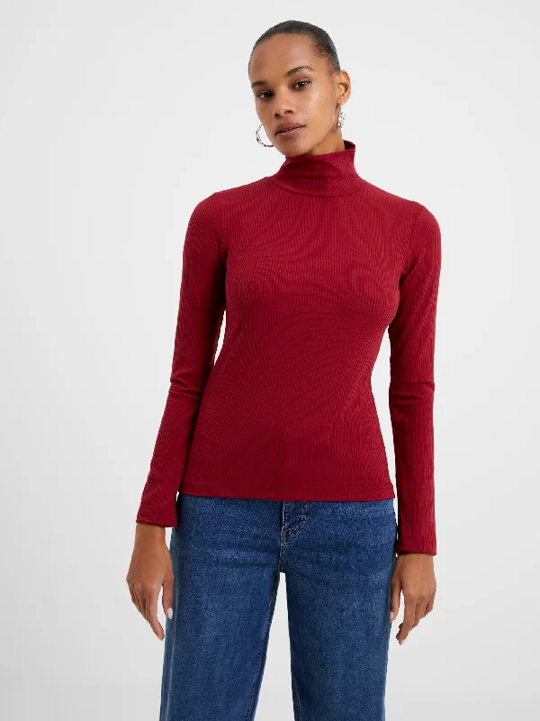 Turtleneck Ribbed Long Sleeve Top Scandinavian