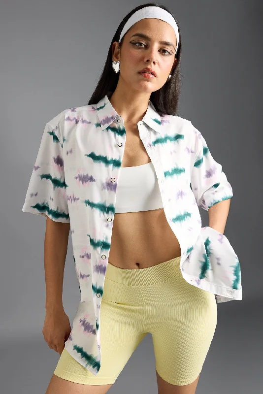 Tie Dye Printed Women's Resort Shirt Sophisticated Women's 