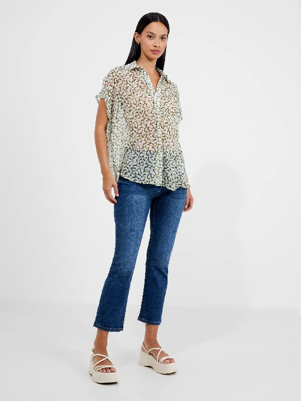 Vee Collar Print Popover Shirt Gym