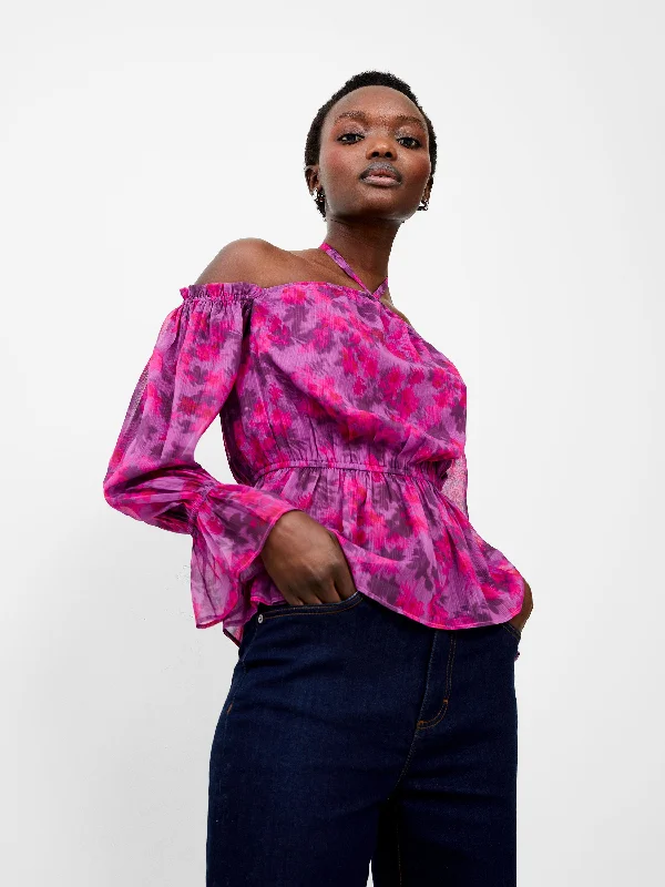 Arla Hallie Crinkle Halterneck Blouse Confident Women's Power
