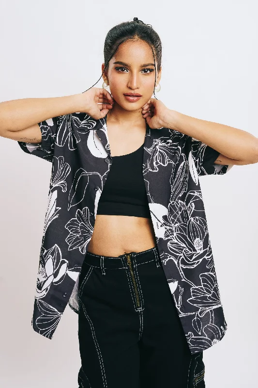 Women's Abstract Floral Shirt Casual Women's Loose - fitting