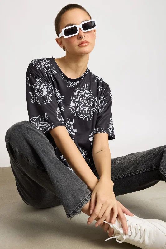 Printed Women's T-Shirt - Black Botanic Modern Women's Tech