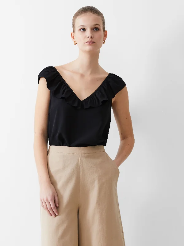 Frill Sleeveless Crepe Light Top Youthful Women's Anime - inspired