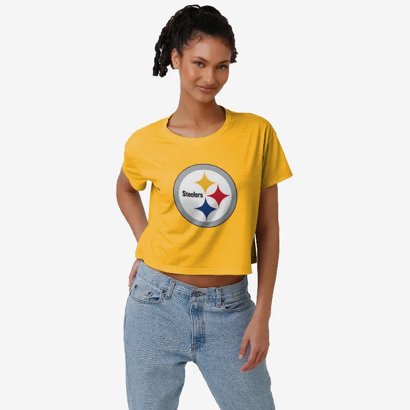 Pittsburgh Steelers Womens Alternate Team Color Crop Top Athletic Women's High - 