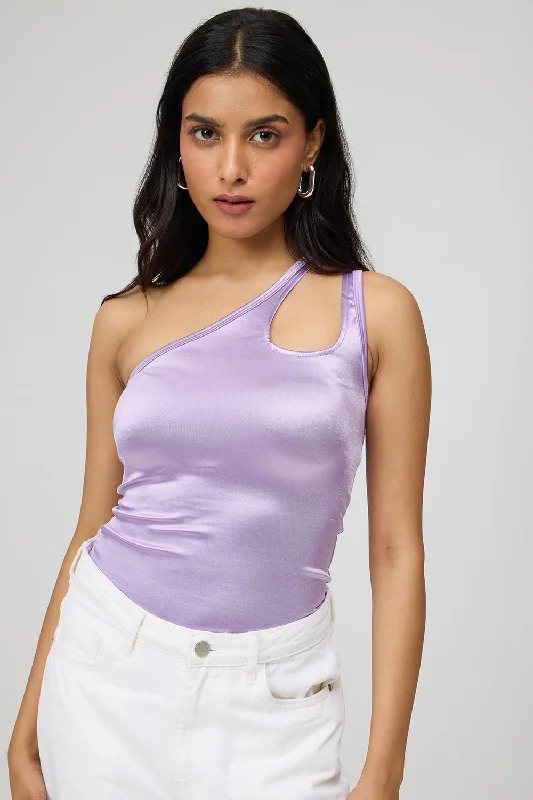 Lavender One Shoulder Bodysuit Modern Women's 