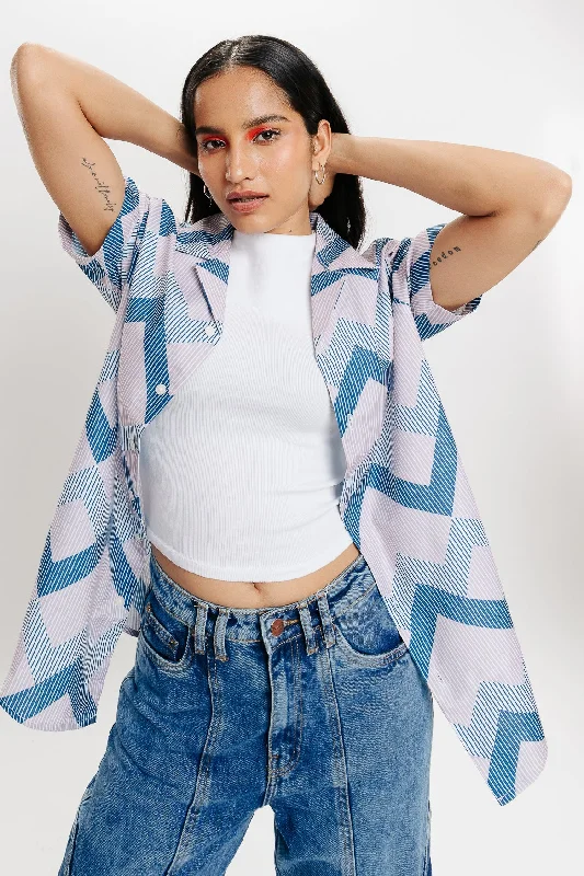 Zig Zag Stripe Women's Resort Shirt Relaxed Women's Beachy