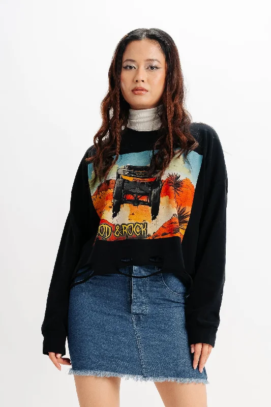 Black Graphic Top Sophisticated Women's 