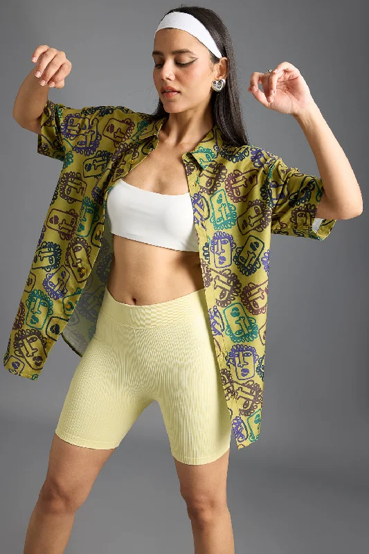 Funny Face Printed Women's Resort Shirt Business