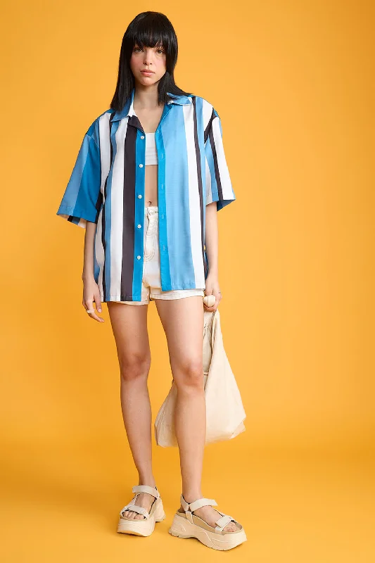 Striped Women's Resort Shirt Dapper Women's 1920S