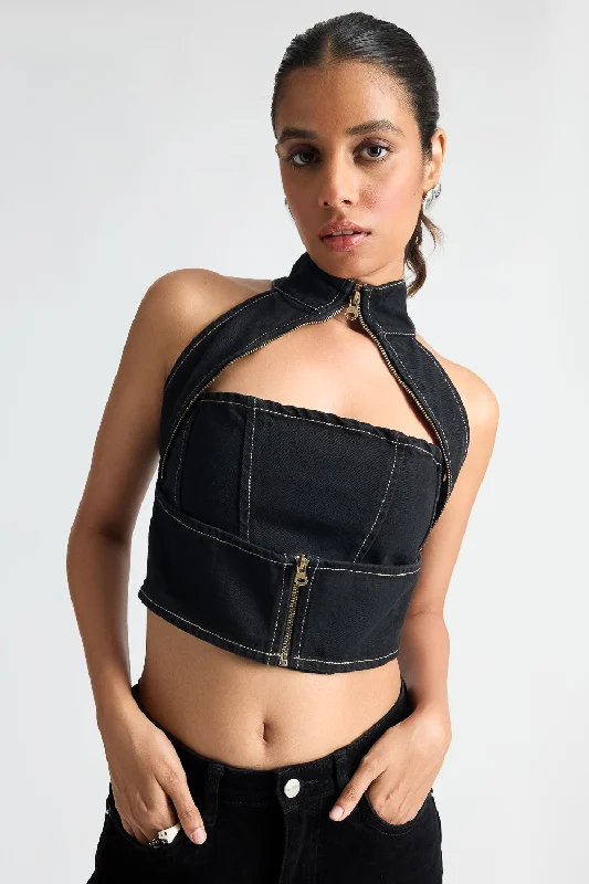 Black Chain Detailed Top European