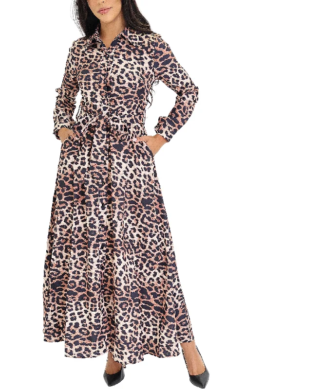 Animal Print Maxi Dress Traditional Women's Wool