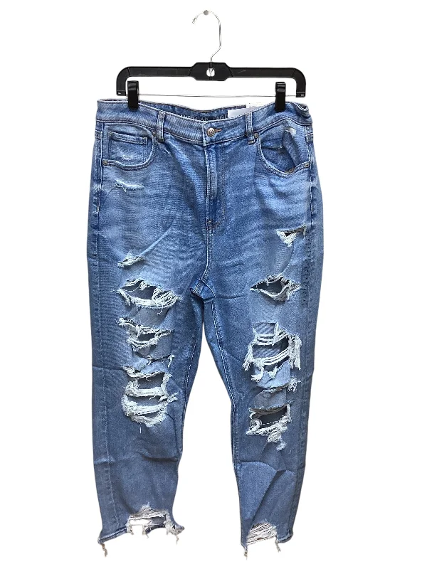 Jeans Straight By American Eagle In Blue Denim, Size: 14 Laid - back Women's Vibe