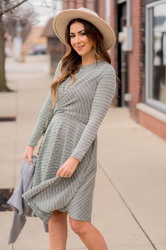 Mixed Lines Tie Back Dress Classic Women's Tweed