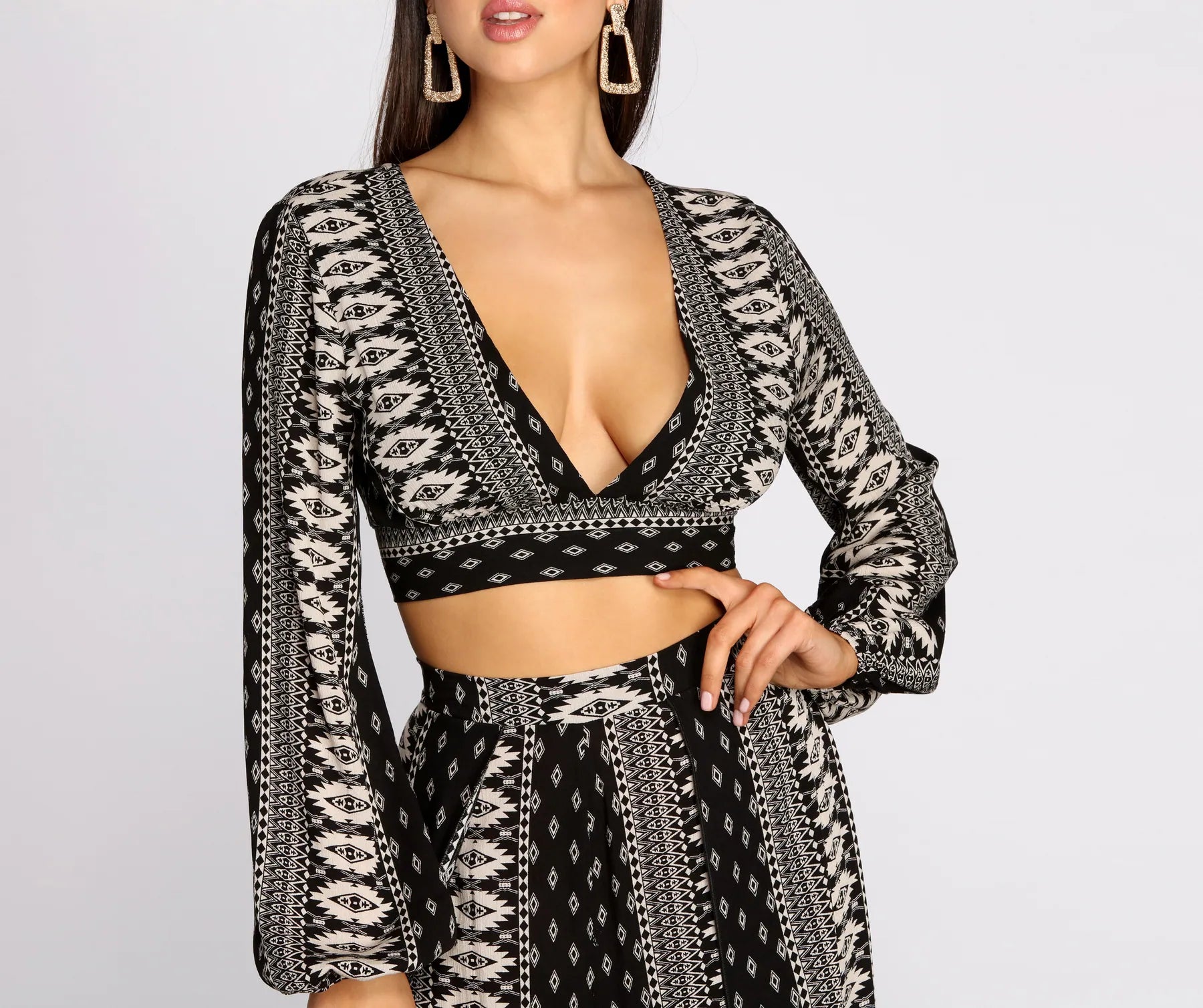 Boho Flow Tie Back Crop Top Earthy Women's 