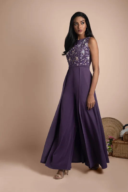 Purple Jumpsuit Gown Bold Women's Animal Print