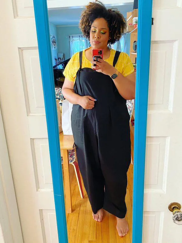 Copper Union Size 1X (18W) Black Overalls Sophisticated Women's Tailored