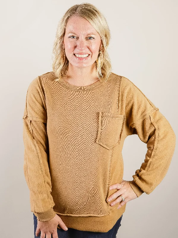 Camel French Terry Comfy Pullover Cashmere
