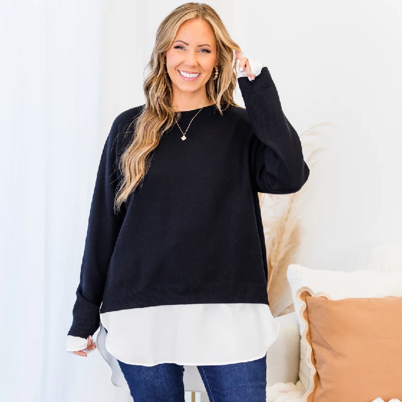 My Ideal Type Sweater, Black Practical Women's Quick - dry