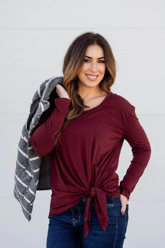 Tie Bottom Long Sleeve Tee Classic Women's Tweed