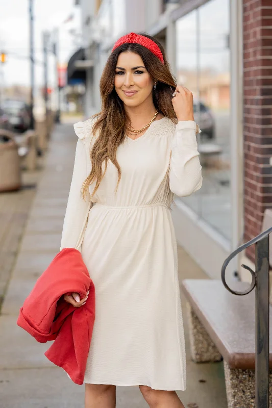 Ruched Shoulder Flutter Trim Dress Gym