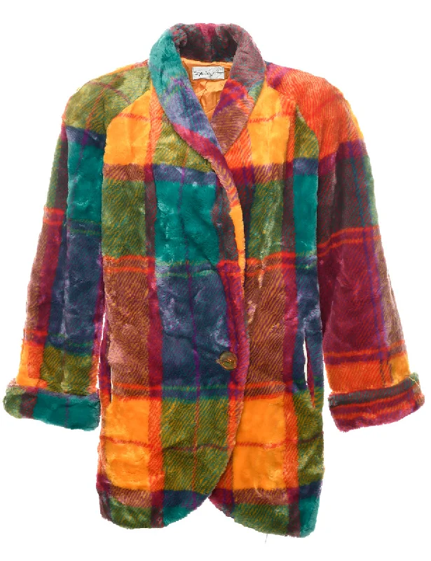 Multi-colour Faux Fur Coat - L Dapper Women's 1920S