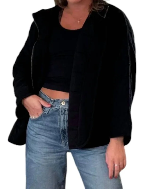 Mockneck Straight Sleeve Jacket In Black performance