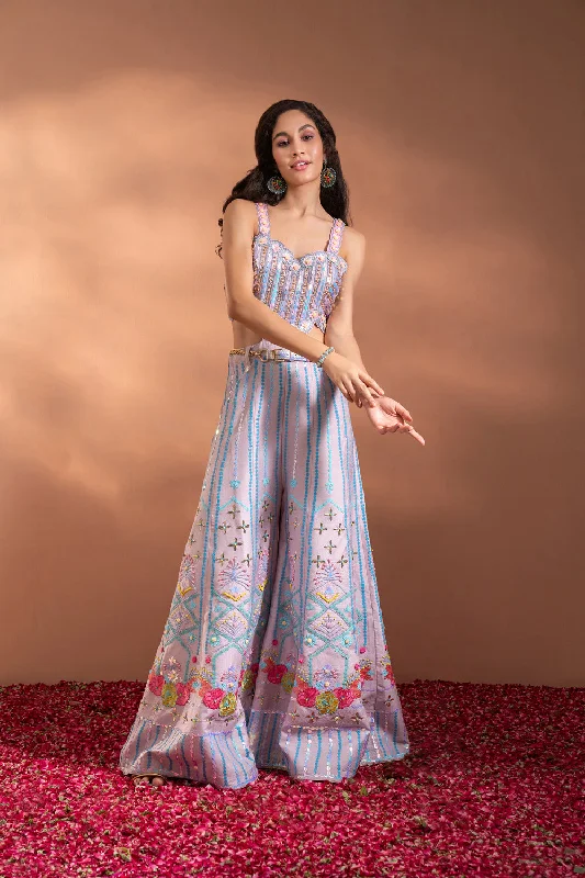 Multi-Colour Festive Jumpsuit Set In Silk With Side Cut-Outs Hip Women's Retro