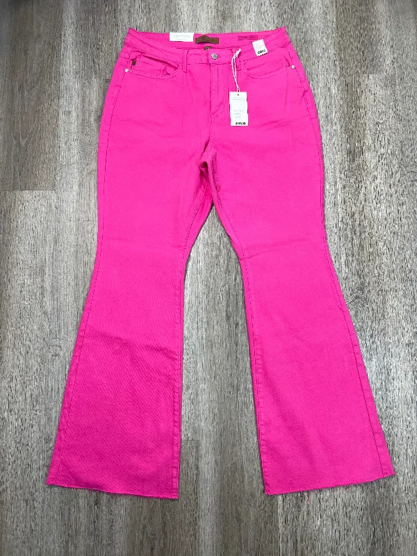 Jeans Flared By Judy Blue In Pink Denim, Size: 16 Cool Women's Distressed