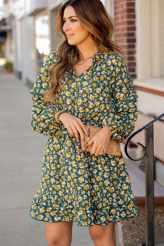 Floral Double Ruffle Bottom Dress Bohemian Women's Free