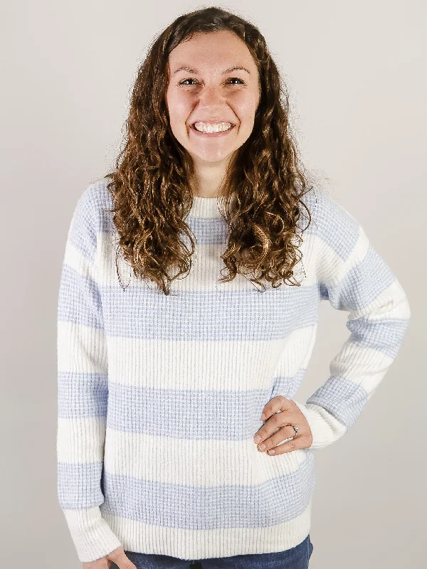 Chambray and White Striped Sweater Sleek Women's 