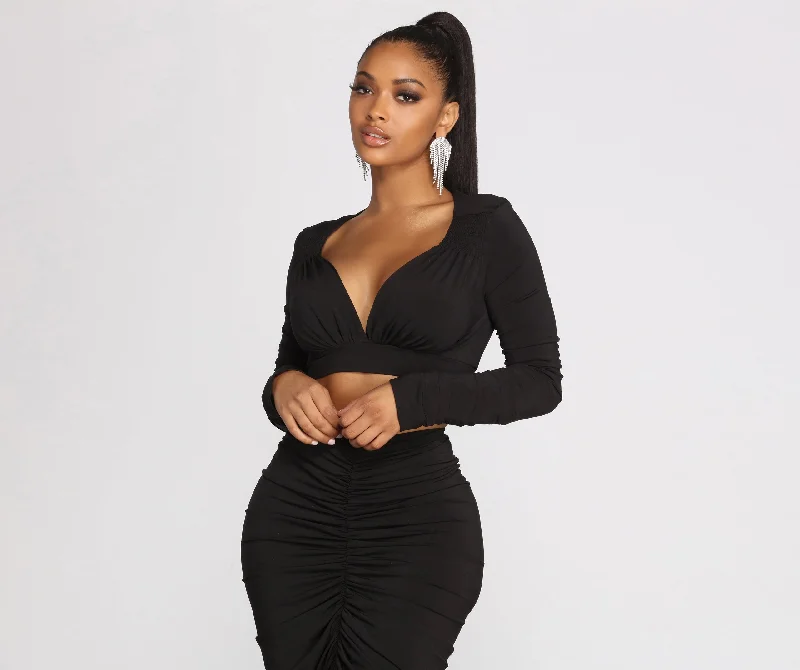 Excuse Me Miss Ruched Crop Top Cashmere