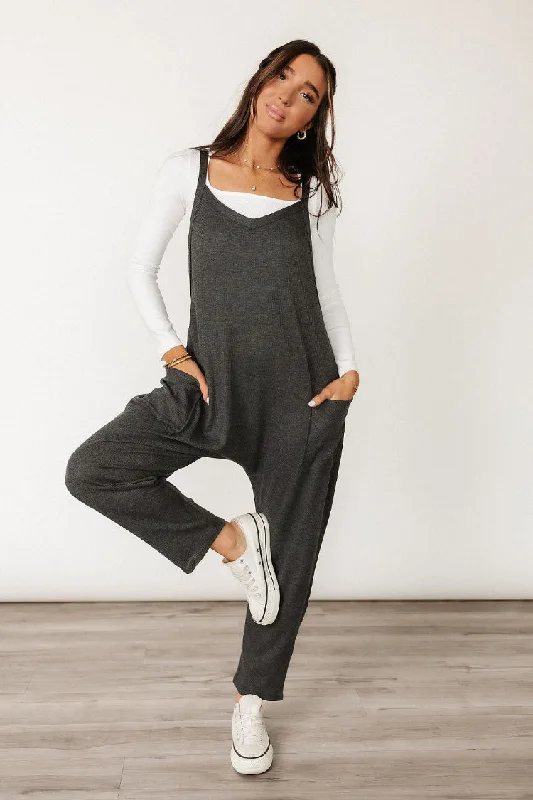 Erica Jumpsuit - Charcoal Unique Women's Upcycled