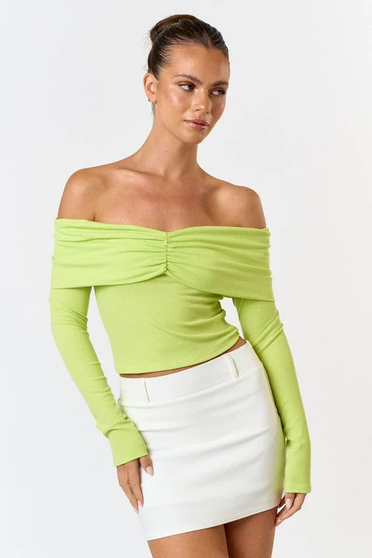 Elegant Off Shoulder Long Sleeve Top Sporty Women's Tennis