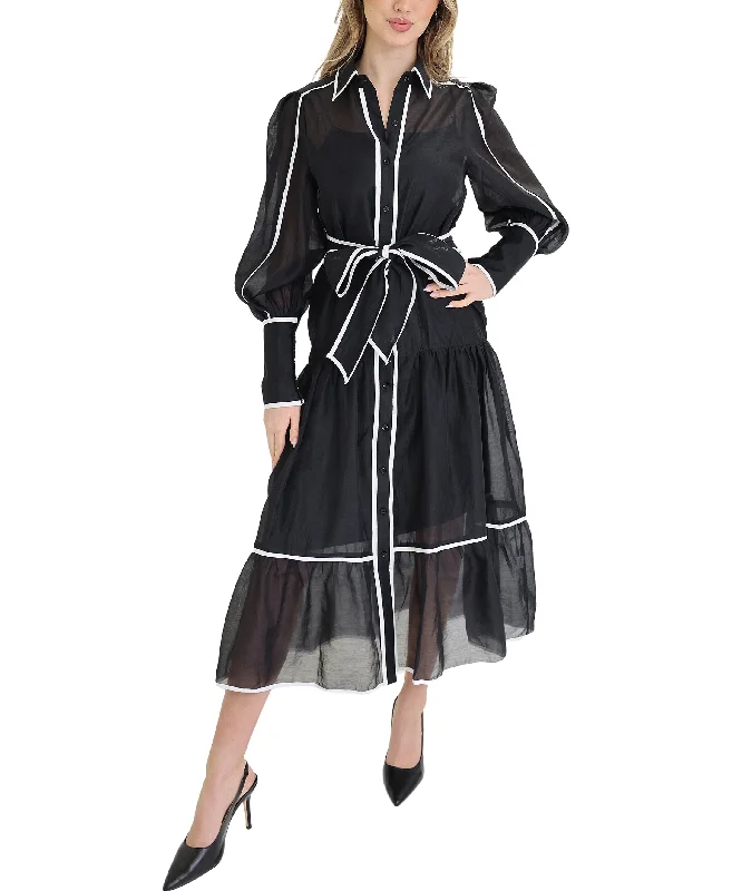Sheer White Trim Dress Feminine Women's Style 