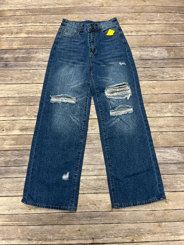Jeans Flared By Cmf In Blue Denim, Size: S Classic Women's Pin - striped