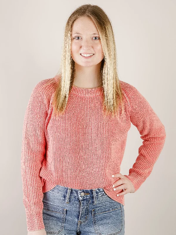 Coral Washed Pullover Sweater Sophisticated Women's 