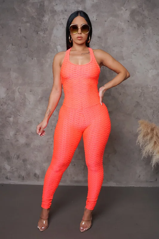 Protect Your Look Jumpsuit - Neon Pink Country